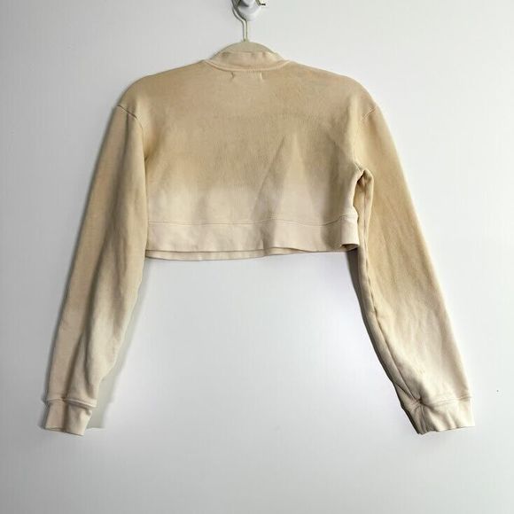 h:ours Malika Cropped Sweatshirt Terry Crew Neck Pullover Neutral Ombre Size XXS - Picture 3 of 8